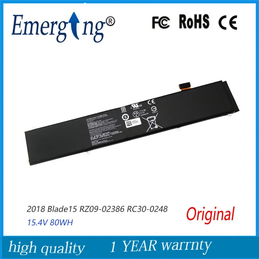 15.4V 80Wh Original  Laptop Battery RC30-0248 For Razer Blade Stealth 15 RTX 2070 Max-Q 2018 2019 Year RZ09-02386