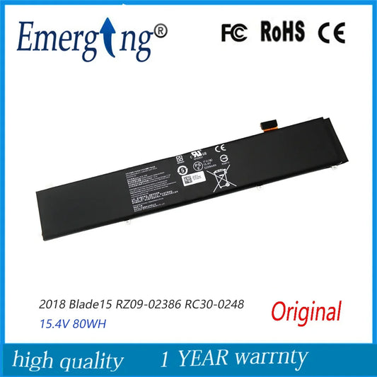 15.4V 80Wh Original  Laptop Battery RC30-0248 For Razer Blade Stealth 15 RTX 2070 Max-Q 2018 2019 Year RZ09-02386