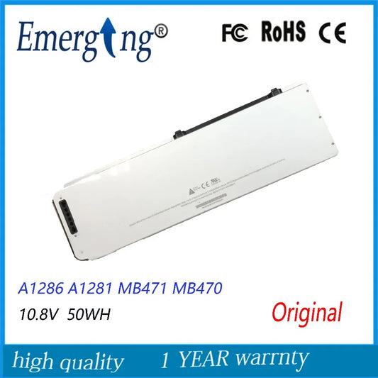 10.8V 50WH New  Original   A1281 Laptop Battery for APPLE MacBook 15inch  A1286 A1281 MB471 MB470