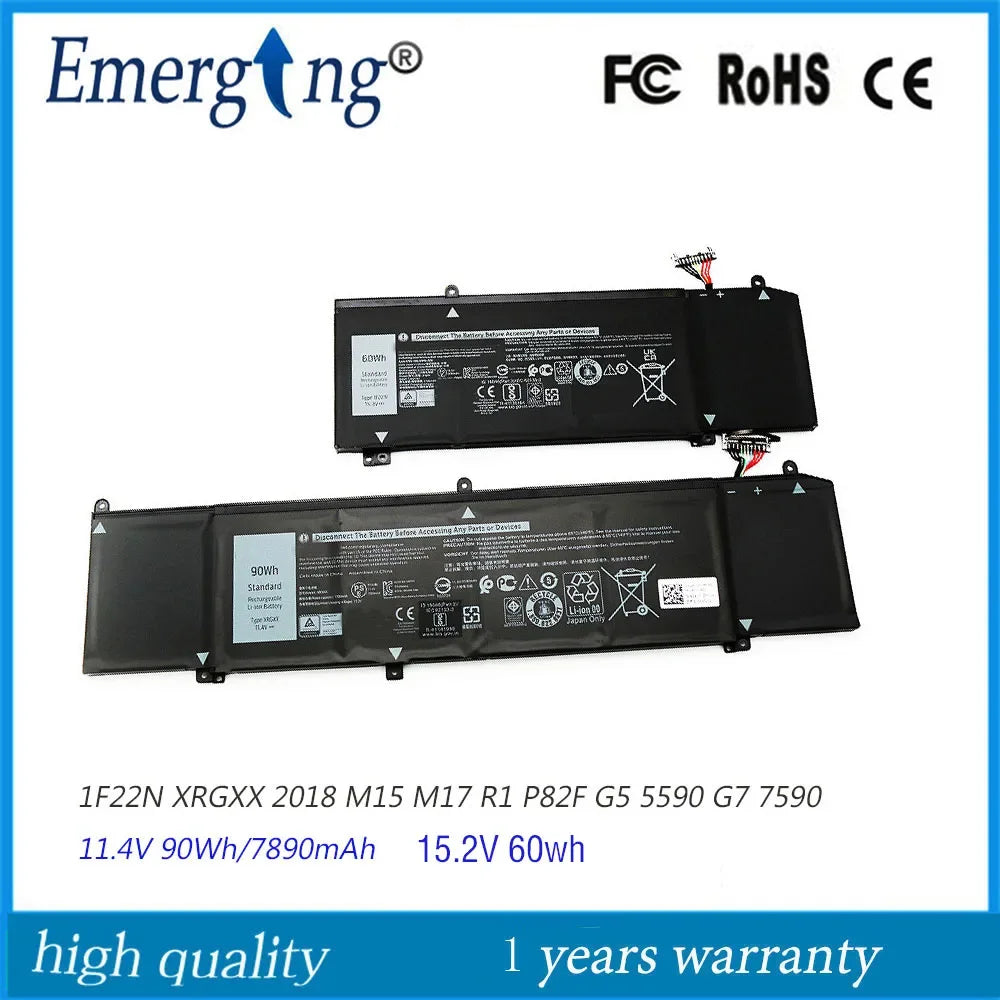 New Laptop Battery 1F22N XRGXX  for Dell 2018 M15 M17 R1 P82F G5 5590 G7 7590