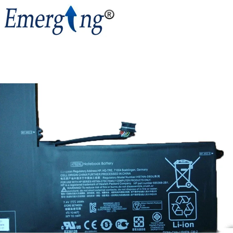 7.4v 25Wh New Original Laptop Battery for HP  ElitePad 900 685368-1B1 AT02XL HSTNN-IB3U HSTNN-C75C 685368-2B1