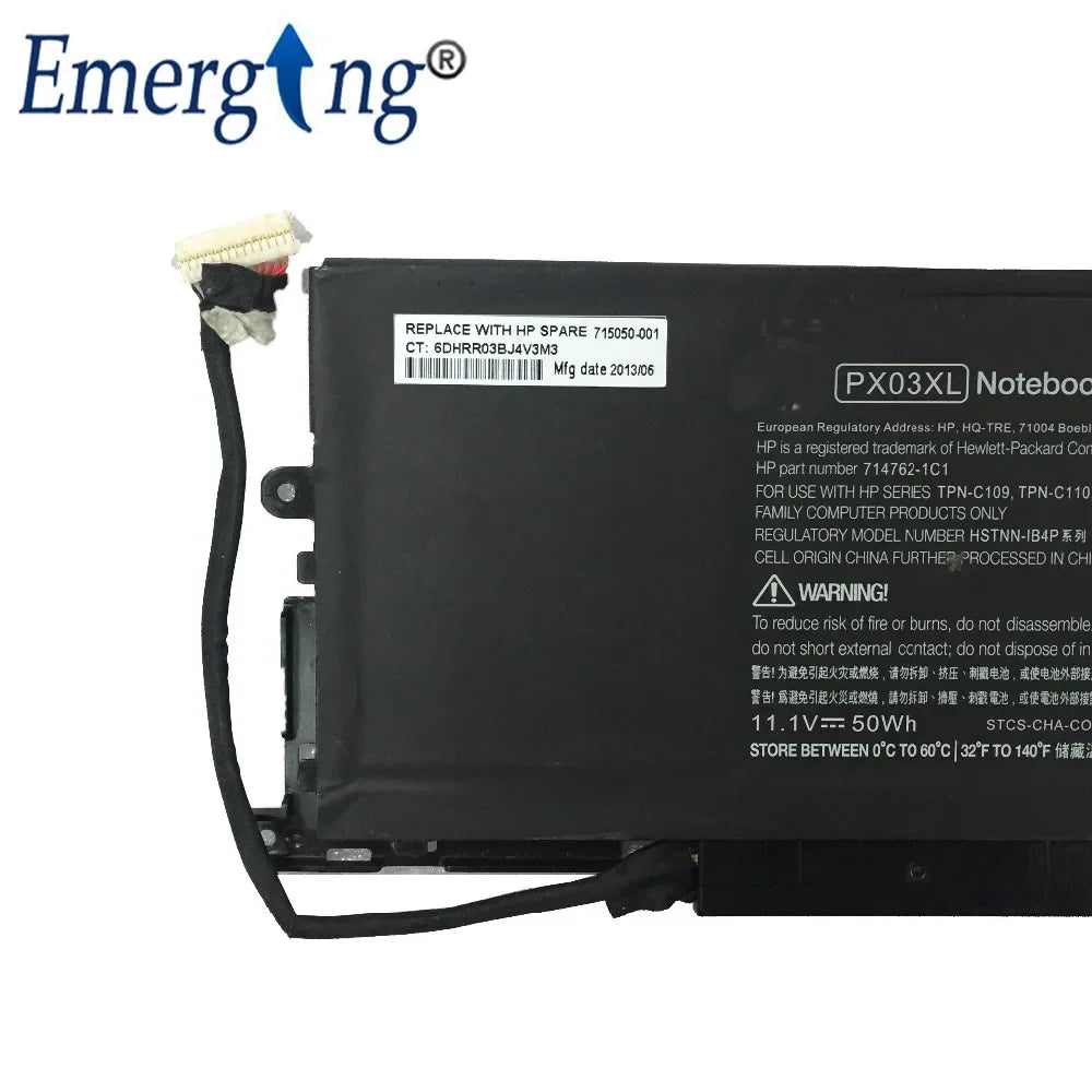 11.1V 50WH New Original Laptop Battery for HP TPN C109/C110/C111 PX03XL HSTNN-LB4P