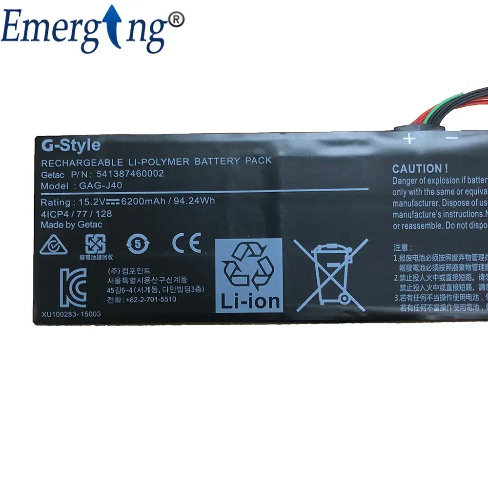 15.2V 94.24WH New Laptop Battery GAG-J40 For Gigabyte Aorus X7 Dt V7 V8 V6 Getac  14-W-CF2 14-P64WV6 541387460003