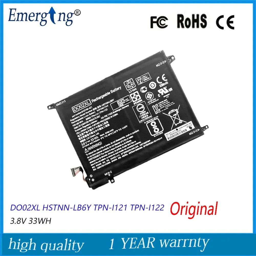 3.8V 33WH New  Original  Laptop Battery DO02XL for HP Pavilion X2 10 Detachable PC  HSTNN-LB6Y DB7E TPN-I121 TPN-I122