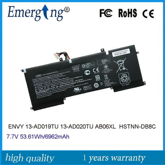 7.7V 53.61Wh AB06XL Laptop Battery for HP  Envy 13 2017 TPN-I128 HSTNN-DB8C 13-AD Series 921408-2C1