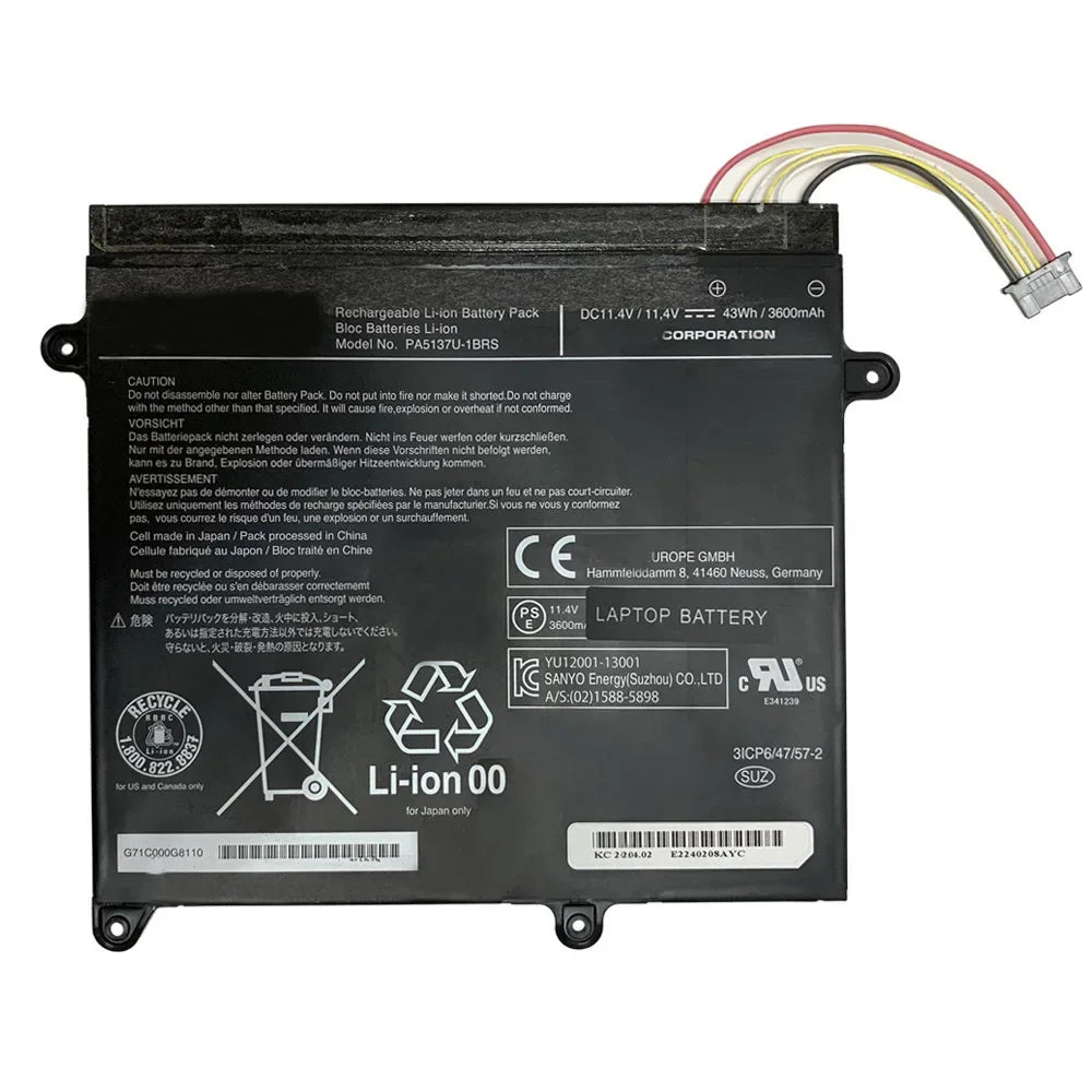 11.4V 43Wh New Laptop Battery PA5137U for Toshiba Portege Z10T-A-12V PT141A-01301E PA5137U-1BRS