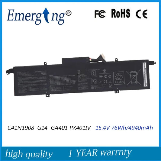 15.4V 76Wh Laptop Battery C41N1908 For ASUS  ROG Zephyrus G14 GA401II PX401IV Series