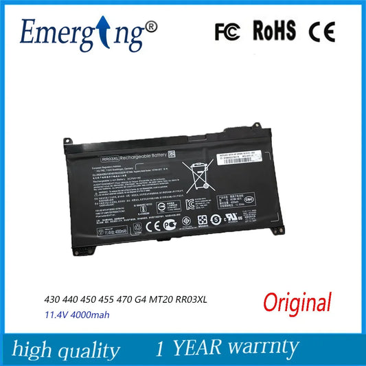 11.4V Original  Laptop Battery RR03XL for HP ProBook 430 440 450 455 470 G4 G5 MT20  HSTNN-UB7C HSTNN-LB71