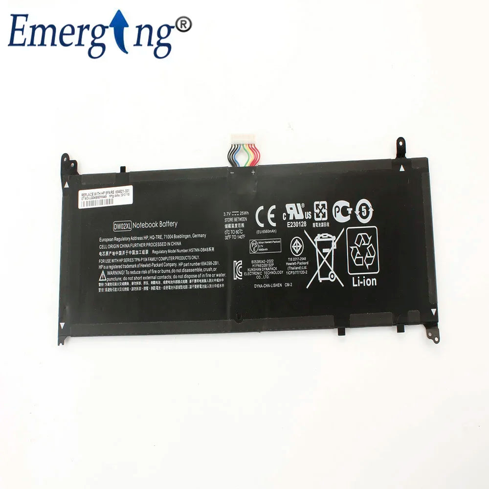 3.7V 25Wh New Laptop Battery For HP Envy X2 11-G0004XX DW02XL HSTNN-IB4B TPN-P104 	HSTNN-DB4B