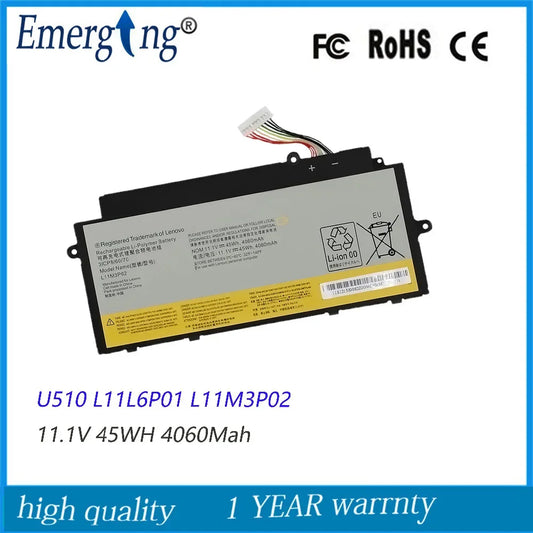 11.1V 45Wh New Laptop Battery for Lenovo IdeaPad U31 U510 L11L6P01 L11M3P02 Touch 3ICP40/61/69-2