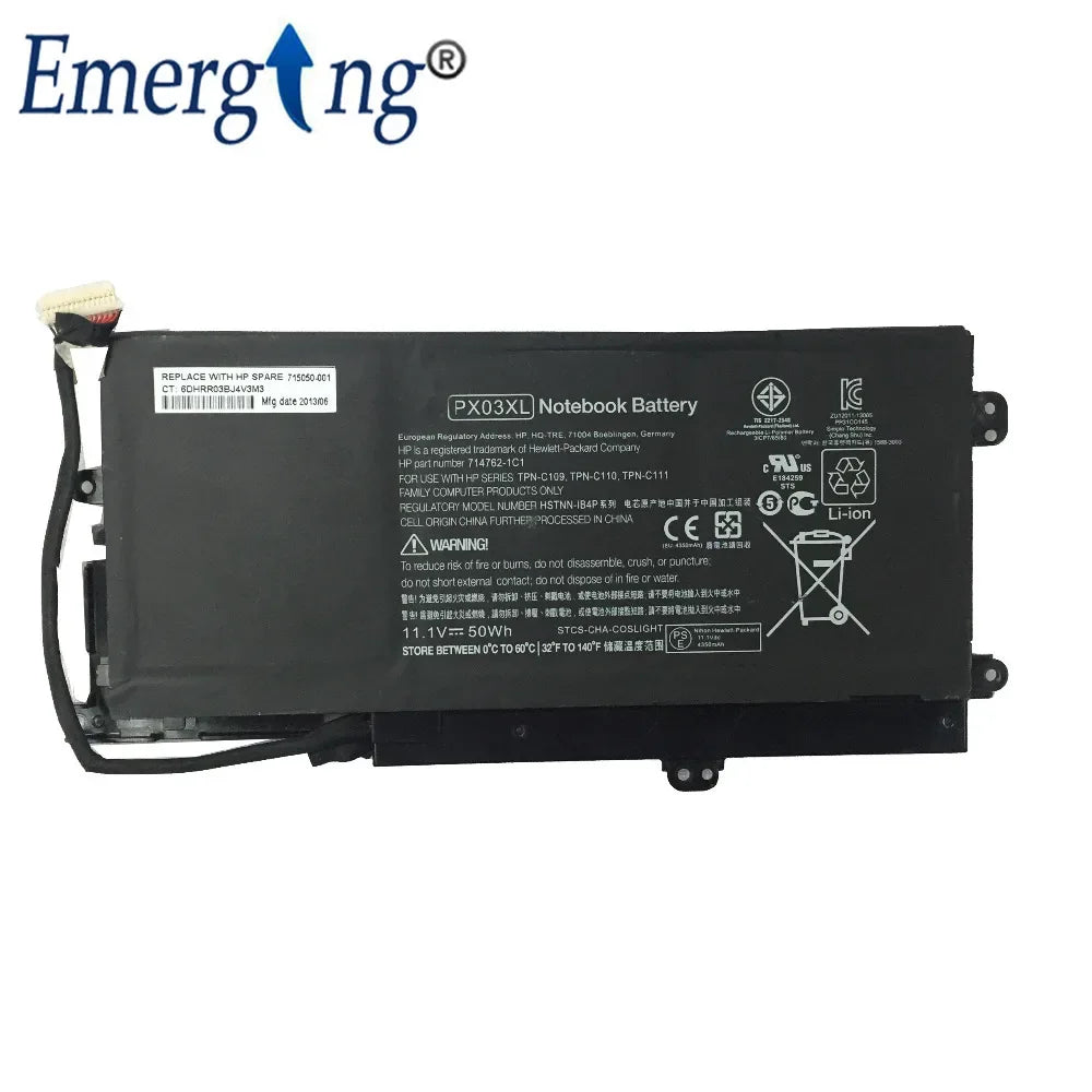 11.1V 50WH New Original Laptop Battery for HP TPN C109/C110/C111 PX03XL HSTNN-LB4P