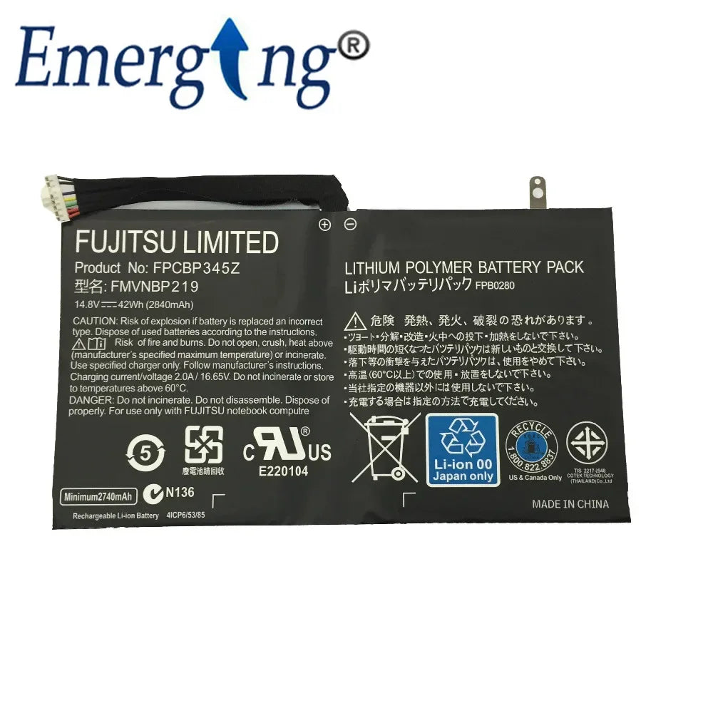 14.8V 42Wh FPCBP345Z Laptop Battery for FUJITSU FMVNBP219 FPB0280 LifeBook UH572 Ultrabook