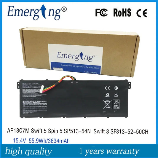 15.4V 55.9Wh  AP18C7M Laptop Battery For Acer KT00407008 4ICP5/57/79 Spin  5 SP513-54N Swift 3 SF313-52-50CH