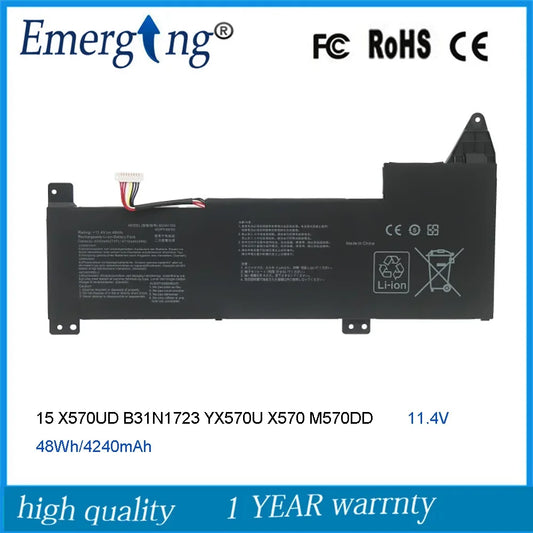 11.4V 48Wh  B31N1723 Laptop Battery  For ASUS  VivoBook 15 X570UD X570ZD-1B YX570U YX570UD8250 M570DD YX570ZD