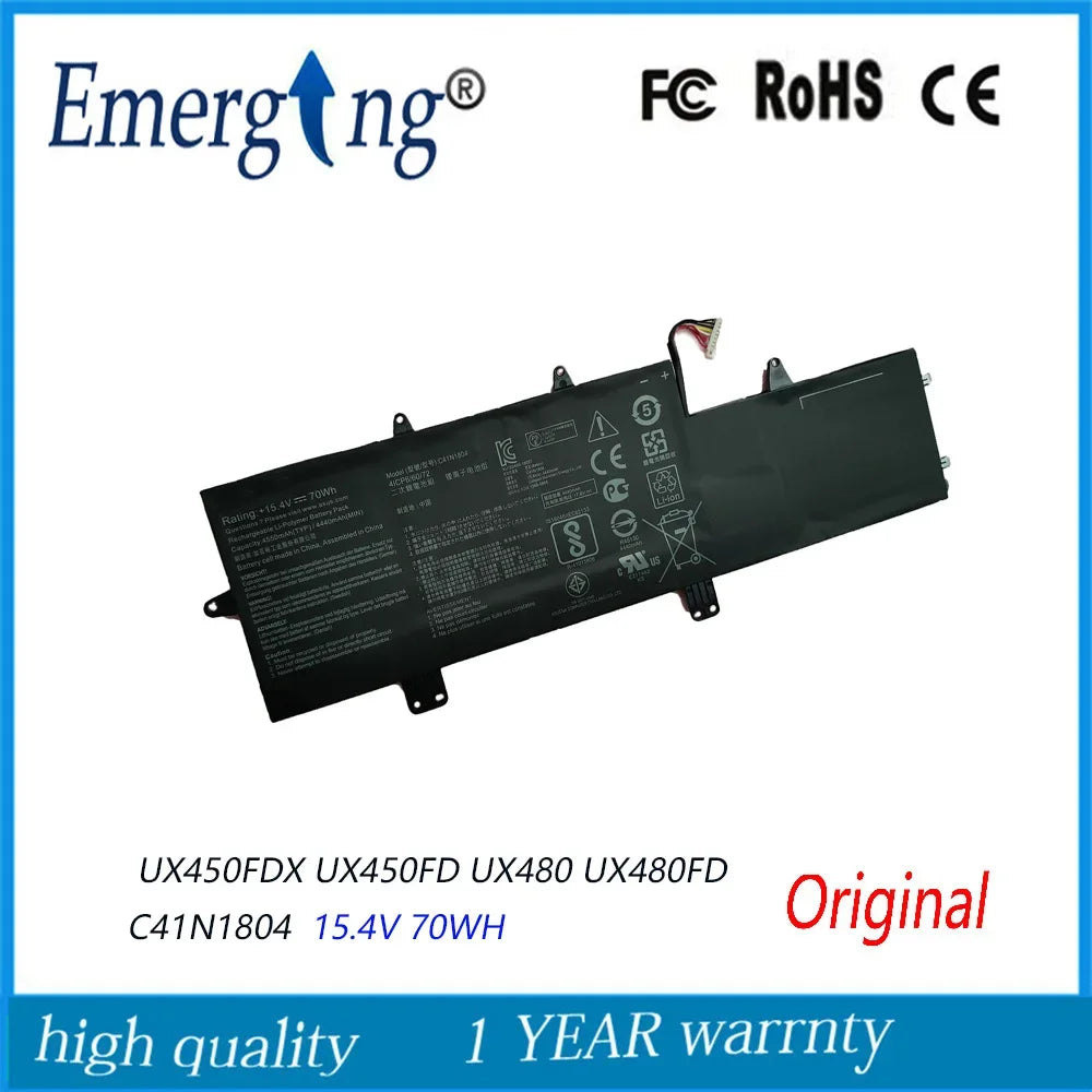 15.4V 70WH New Original Laptop Battery C41N1804 for ASUS ZenBook Pro 14 UX450FDX UX450FD UX480 UX480FD