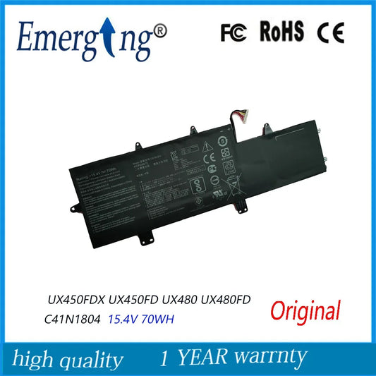 15.4V 70WH New Original Laptop Battery C41N1804 for ASUS ZenBook Pro 14 UX450FDX UX450FD UX480 UX480FD