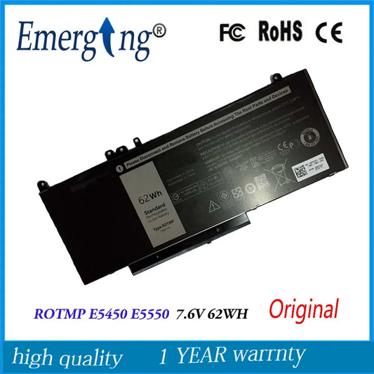 7.6V 62WH New Original  Laptop Battery for Dell Latitude E5550 8V5GX G5M10 ROTMP