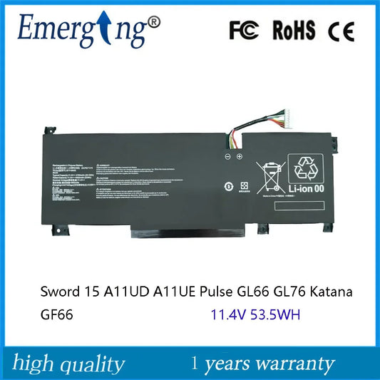 11.4V 53.5WH  BTY-M492 New Laptop Battery For MSI  Sword 15 A11UD A11UE Pulse GL66 GL76 Katana GF66