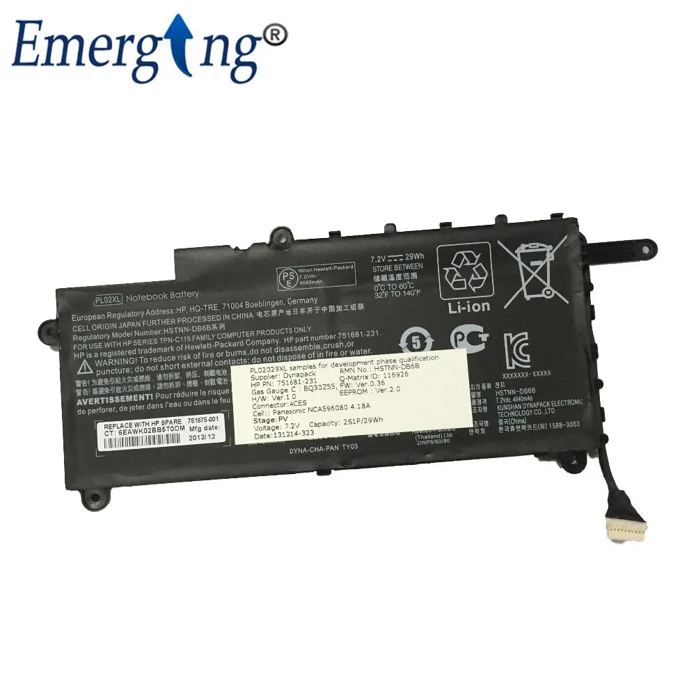 7.6V 29WH New Original Laptop Battery for HP Pavilion 11-n x360 PL02XL 751681-421 HSTNN-LB6B TPN-C115