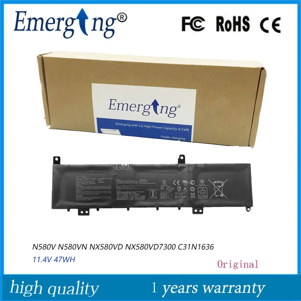 11.4V 47WH New Original Laptop Battery C31N1636 for ASUS N580V N580VN NX580VD NX580VD7300